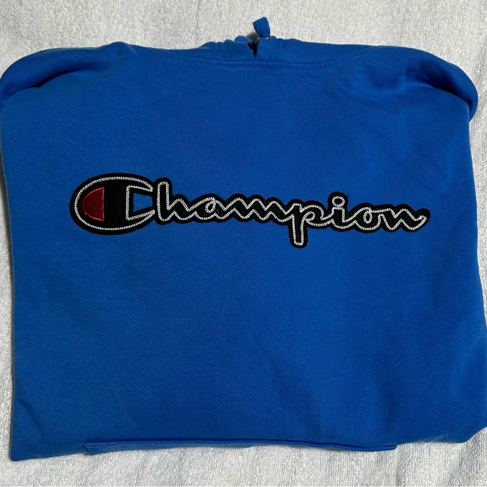 Champion  unisex Size Medium Blue Pullover Hoodie Sweatshirt